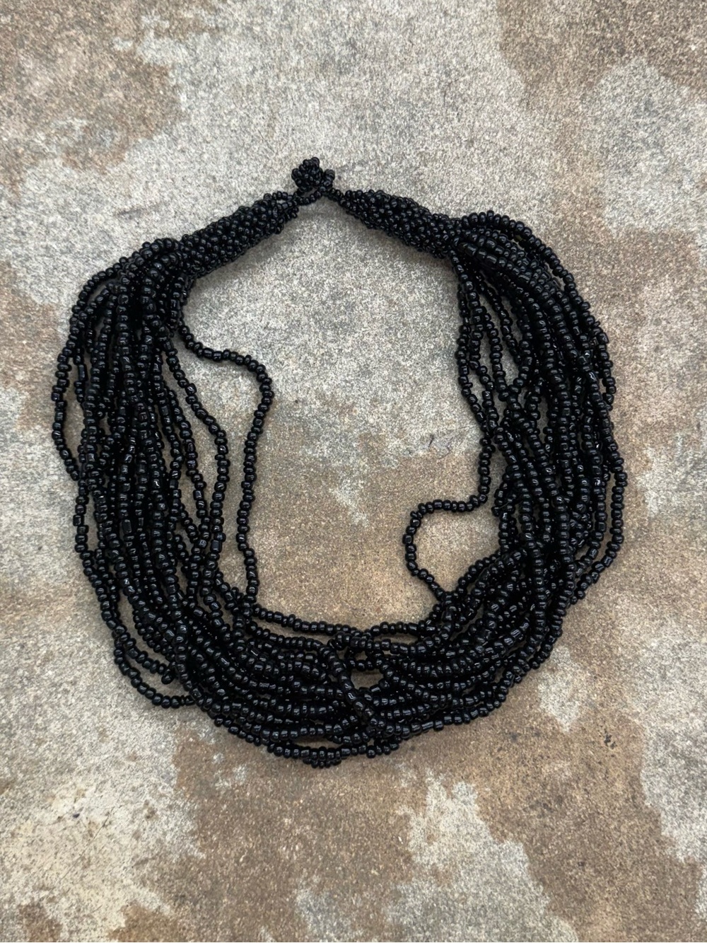 Black Multi-Strand Beaded Necklace - Elegant Women's Jewelry